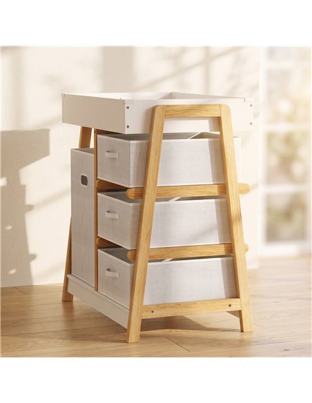 AIYAPLAY Baby Changing Table, Baby Changing Unit with 3 Drawers, Large Basket and Waterproof Pad for Bedroom Nursery, White - pic 212910 | FastDaddyshop