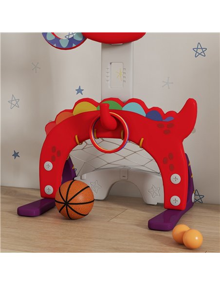 AIYAPLAY 5-in-1 Dinosaur Basketball Set with Adjustable Basketball Stand and Golf Game, Indoor for Boys Girls, Red - pic 212919 | FastDaddyshop