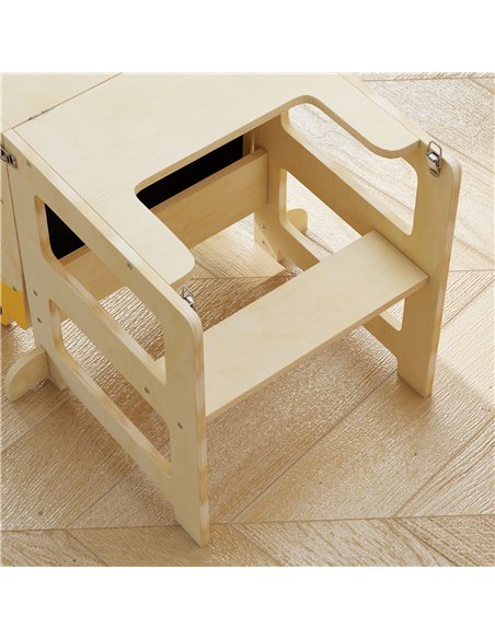 AIYAPLAY Toddler Step Stool, Standing Tower with Chalkboard, 3-in-1 Fox-Shaped Step Stool for Kitchen Counter, Natural - pic 212928 | FastDaddyshop