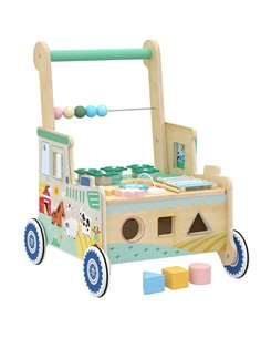 AIYAPLAY Wooden Baby Walker for 1-3 Year, Montessori Inspired Push Along Walker Toys, Multifunctional Activity Centre