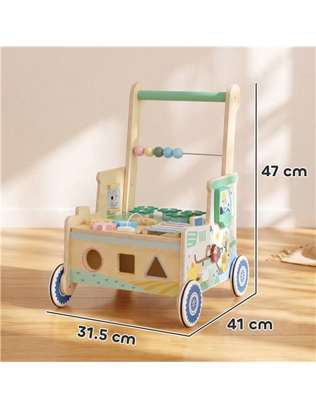 AIYAPLAY Wooden Baby Walker for 1-3 Year, Montessori Inspired Push Along Walker Toys, Multifunctional Activity Centre - pic 212931 | FastDaddyshop