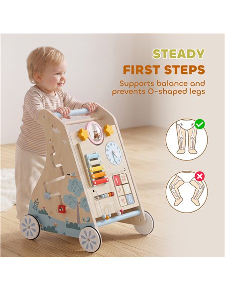 AIYAPLAY Wooden Baby Walker with Detachable Double-Sided Activity Board, Push Along Walker, Gift for Boys Girls 1-3 Years - pic 212943 | FastDaddyshop