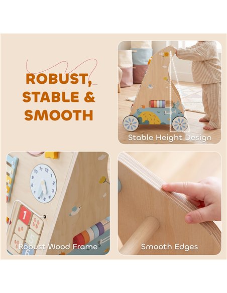 AIYAPLAY Wooden Baby Walker with Detachable Double-Sided Activity Board, Push Along Walker, Gift for Boys Girls 1-3 Years - pic 212944 | FastDaddyshop