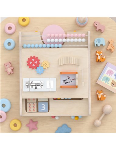 AIYAPLAY Wooden Baby Walker with Detachable Double-Sided Activity Board, Push Along Walker, Gift for Boys Girls 1-3 Years