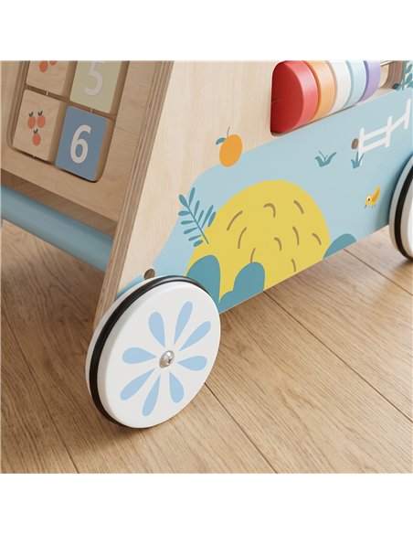 AIYAPLAY Wooden Baby Walker with Detachable Double-Sided Activity Board, Push Along Walker, Gift for Boys Girls 1-3 Years - pic 212946 | FastDaddyshop