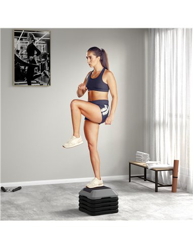SPORTNOW Fitness Stepper for Exercise Workout, 10/15/20/25/30 cm 5-Level Height Adjustable Aerobic Stepper, Non-Slip Step, Grey