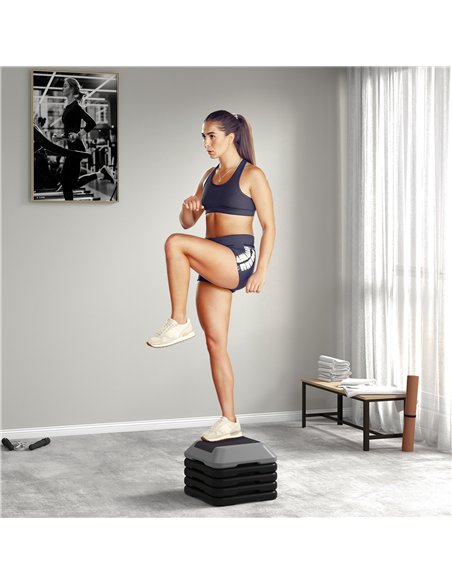 SPORTNOW Fitness Stepper for Exercise Workout, 10/15/20/25/30 cm 5-Level Height Adjustable Aerobic Stepper, Non-Slip Step, Grey - pic 212966 | FastDaddyshop