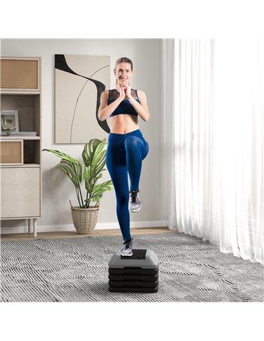 SPORTNOW Fitness Stepper for Exercise Workout, 10/15/20/25/30 cm 5-Level Height Adjustable Aerobic Stepper, Non-Slip Step, Grey