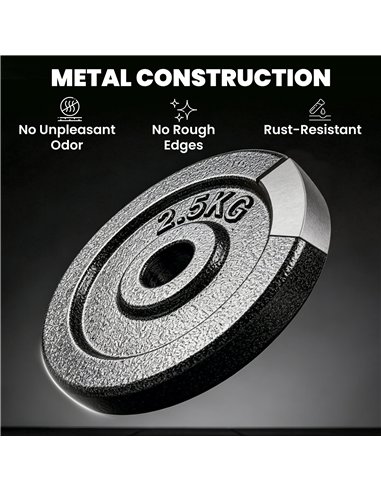 SPORTNOW Weight Plates Set, 1"/2.5cm Weight Disc Pair, 4 x 2.5kg Metal Dumbbell/Barbell Plates for Home Gym