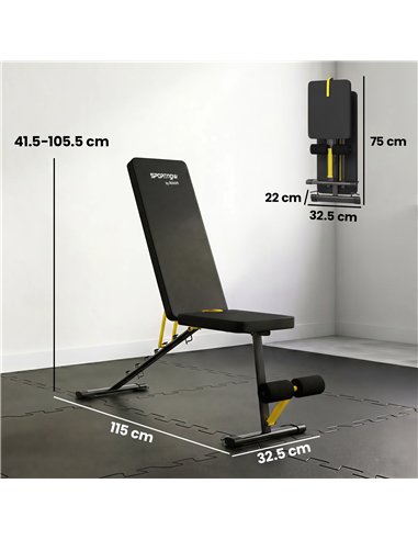 SPORTNOW Adjustable Weight Bench, 300kg Incline Decline Flat Foldable Bench Press with 7 Backrest Positions and Resistance Bands