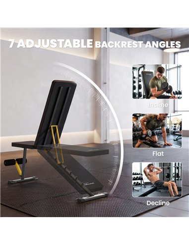 SPORTNOW Adjustable Weight Bench, 300kg Incline Decline Flat Foldable Bench Press with 7 Backrest Positions and Resistance Bands