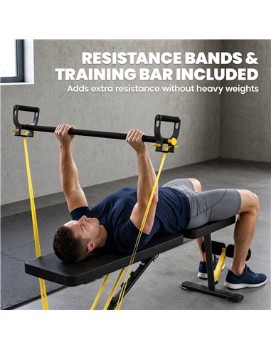 SPORTNOW Adjustable Weight Bench, 300kg Incline Decline Flat Foldable Bench Press with 7 Backrest Positions and Resistance Bands