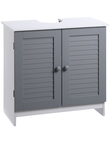 Kleankin Under Sink Storage Bathroom Cabinet with Adjustable Shelf, Grey and White - pic 21300 | FastDaddyshop
