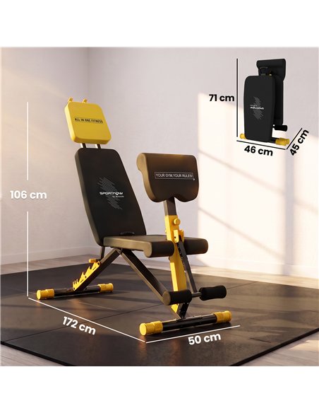 SPORTNOW Adjustable Weight Bench for Home Gym, 300kg Incline Decline Flat Foldable Bench Press with 6 Backrest Positions, Yellow - pic 213003 | FastDaddyshop