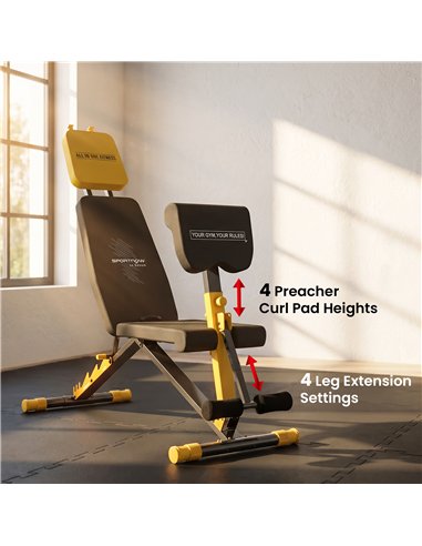SPORTNOW Adjustable Weight Bench for Home Gym, 300kg Incline Decline Flat Foldable Bench Press with 6 Backrest Positions, Yellow