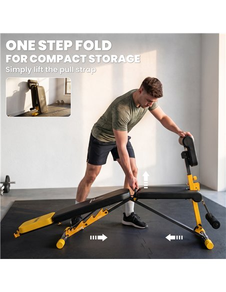 SPORTNOW Adjustable Weight Bench for Home Gym, 300kg Incline Decline Flat Foldable Bench Press with 6 Backrest Positions, Yellow - pic 213007 | FastDaddyshop