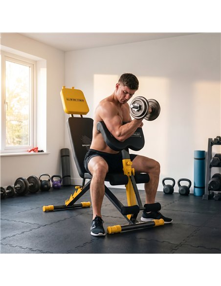 SPORTNOW Adjustable Weight Bench for Home Gym, 300kg Incline Decline Flat Foldable Bench Press with 6 Backrest Positions, Yellow - pic 213008 | FastDaddyshop