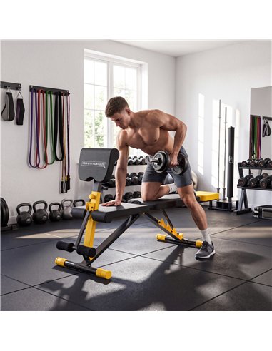 SPORTNOW Adjustable Weight Bench for Home Gym, 300kg Incline Decline Flat Foldable Bench Press with 6 Backrest Positions, Yellow
