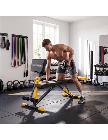 SPORTNOW Adjustable Weight Bench for Home Gym, 300kg Incline Decline Flat Foldable Bench Press with 6 Backrest Positions, Yellow - pic 213009 | FastDaddyshop