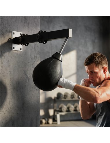 SPORTNOW Wall Mount Speed Bag, Height Adjustable Boxing Speed Bag with Manual Air Pump and Wrenches, Home Gym Workout Equipment