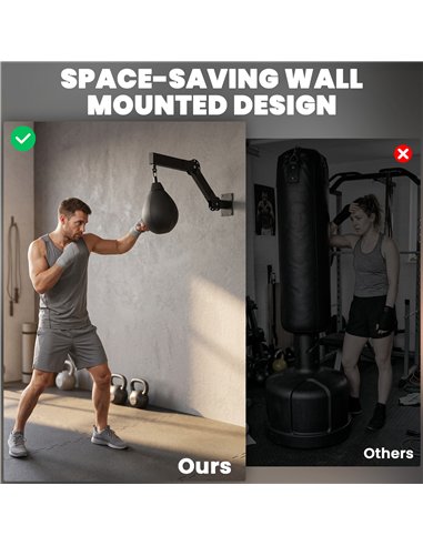 SPORTNOW Wall Mount Speed Bag, Height Adjustable Boxing Speed Bag with Manual Air Pump and Wrenches, Home Gym Workout Equipment