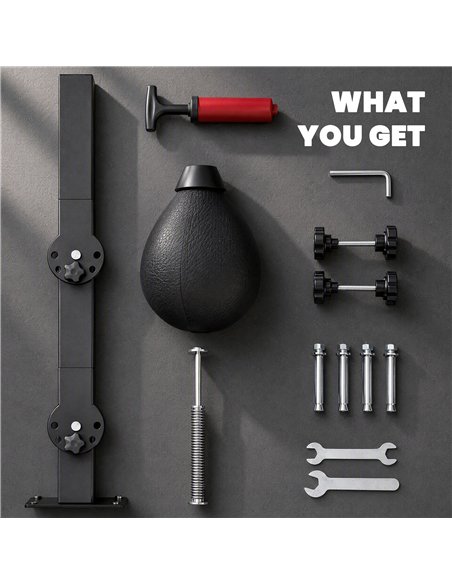 SPORTNOW Wall Mount Speed Bag, Height Adjustable Boxing Speed Bag with Manual Air Pump and Wrenches, Home Gym Workout Equipment - pic 213016 | FastDaddyshop