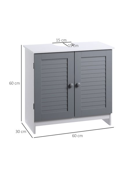 Kleankin Under Sink Storage Bathroom Cabinet with Adjustable Shelf, Grey and White - pic 21302 | FastDaddyshop
