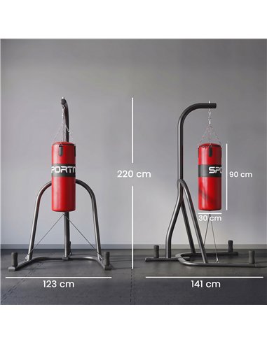 SPORTNOW Punching Bag with Stand for Adults, Freestanding Boxing Stand with Heavy Bag and Weight Plate Storage, Red