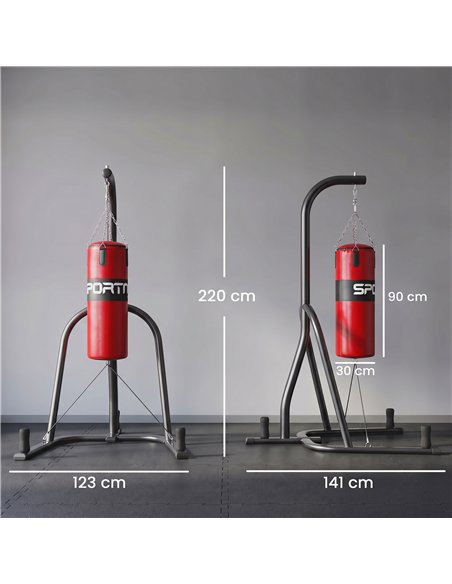 SPORTNOW Punching Bag with Stand for Adults, Freestanding Boxing Stand with Heavy Bag and Weight Plate Storage, Red - pic 213021 | FastDaddyshop