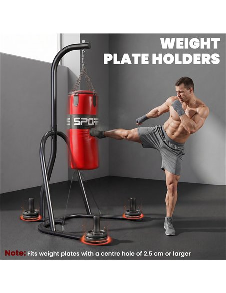 SPORTNOW Punching Bag with Stand for Adults, Freestanding Boxing Stand with Heavy Bag and Weight Plate Storage, Red - pic 213023 | FastDaddyshop