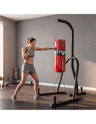 SPORTNOW Punching Bag with Stand for Adults, Freestanding Boxing Stand with Heavy Bag and Weight Plate Storage, Red