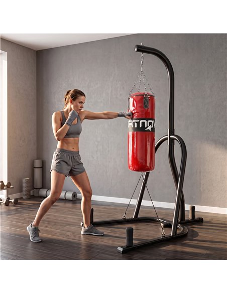 SPORTNOW Punching Bag with Stand for Adults, Freestanding Boxing Stand with Heavy Bag and Weight Plate Storage, Red - pic 213026 | FastDaddyshop
