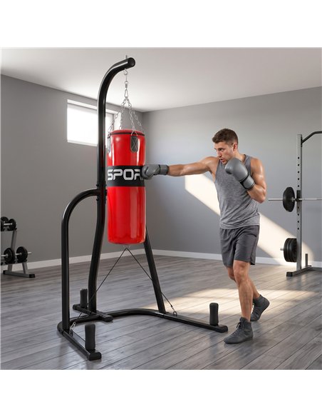 SPORTNOW Punching Bag with Stand for Adults, Freestanding Boxing Stand with Heavy Bag and Weight Plate Storage, Red - pic 213027 | FastDaddyshop