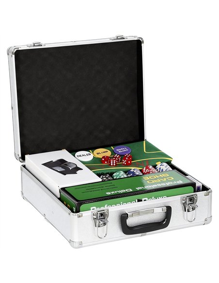 SPORTNOW 500-Piece Poker Chips Set with Card Shuffler, Card Shoe, Case, Casino Texas Holdem Poker Set with Mat, Silver Tone - pic 213028 | FastDaddyshop