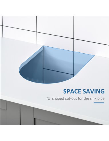Kleankin Under Sink Storage Bathroom Cabinet with Adjustable Shelf, Grey and White