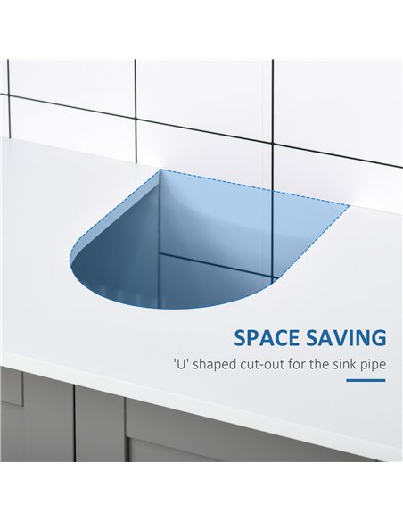Kleankin Under Sink Storage Bathroom Cabinet with Adjustable Shelf, Grey and White - pic 21303 | FastDaddyshop