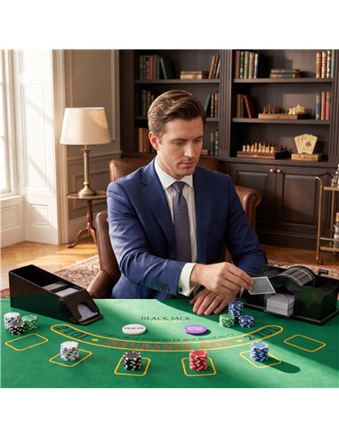 SPORTNOW 500-Piece Poker Chips Set with Card Shuffler, Card Shoe, Case, Casino Texas Holdem Poker Set with Mat, Silver Tone