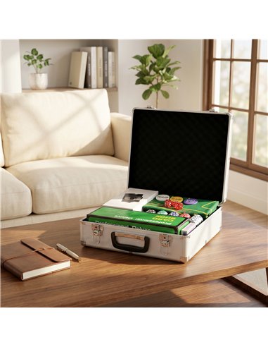 SPORTNOW 500-Piece Poker Chips Set with Card Shuffler, Card Shoe, Case, Casino Texas Holdem Poker Set with Mat, Silver Tone