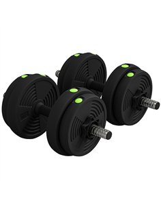 SPORTNOW Adjustable Weight Barbell & Dumbbells Set Free Weights Strength Muscle Exercise Home Gym Training, Black and Green