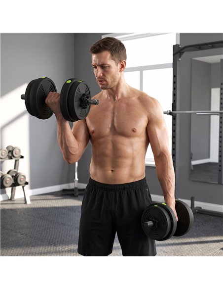 SPORTNOW Adjustable Weight Barbell & Dumbbells Set Free Weights Strength Muscle Exercise Home Gym Training, Black and Green - pic 213038 | FastDaddyshop