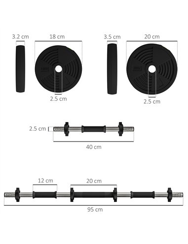 SPORTNOW Adjustable Weight Barbell & Dumbbells Set Free Weights Strength Muscle Exercise Home Gym Training, Black and Green