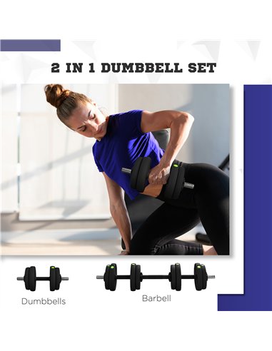 SPORTNOW Adjustable Weight Barbell & Dumbbells Set Free Weights Strength Muscle Exercise Home Gym Training, Black and Green
