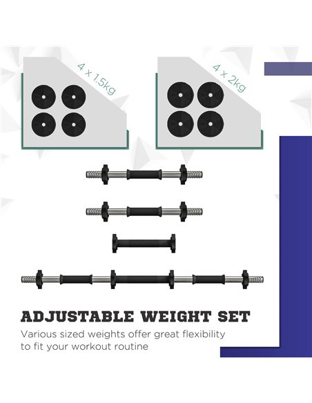 SPORTNOW Adjustable Weight Barbell & Dumbbells Set Free Weights Strength Muscle Exercise Home Gym Training, Black and Green - pic 213041 | FastDaddyshop