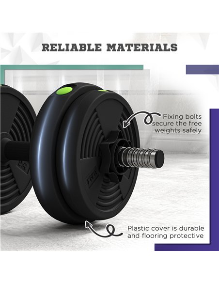 SPORTNOW Adjustable Weight Barbell & Dumbbells Set Free Weights Strength Muscle Exercise Home Gym Training, Black and Green - pic 213043 | FastDaddyshop