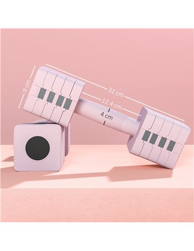 SPORTNOW Adjustable Dumbbell Set of 2, Each 1/2/3/4/5 kg Weight, 5-in-1 Weights Dumbbells Set with Non-Slip Handle, Pink