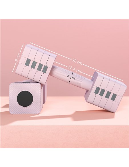 SPORTNOW Adjustable Dumbbell Set of 2, Each 1/2/3/4/5 kg Weight, 5-in-1 Weights Dumbbells Set with Non-Slip Handle, Pink - pic 213048 | FastDaddyshop