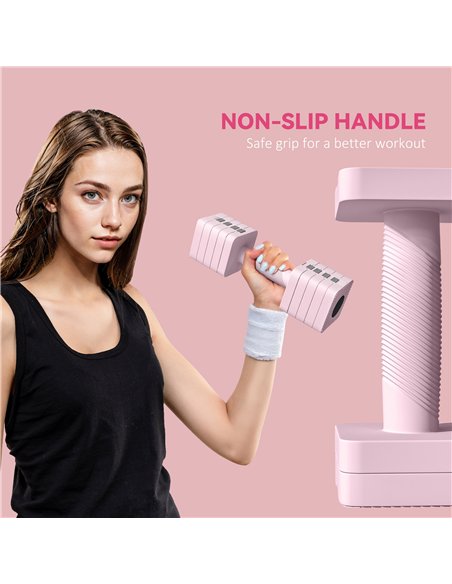 SPORTNOW Adjustable Dumbbell Set of 2, Each 1/2/3/4/5 kg Weight, 5-in-1 Weights Dumbbells Set with Non-Slip Handle, Pink - pic 213052 | FastDaddyshop