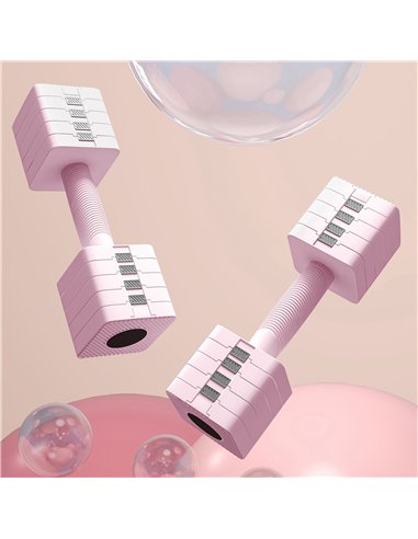 SPORTNOW Adjustable Dumbbell Set of 2, Each 1/2/3/4/5 kg Weight, 5-in-1 Weights Dumbbells Set with Non-Slip Handle, Pink