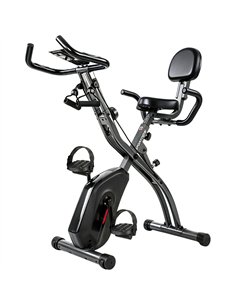 SPORTNOW 4-In-1 Folding Exercise Bike with Resistance Bands, Bluetooth App, 8-Level Magnetic Resistance, LCD Display, Black