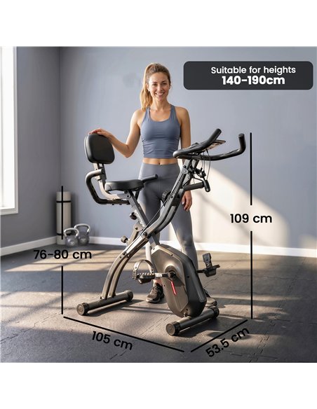 SPORTNOW 4-In-1 Folding Exercise Bike with Resistance Bands, Bluetooth App, 8-Level Magnetic Resistance, LCD Display, Black - pic 213057 | FastDaddyshop